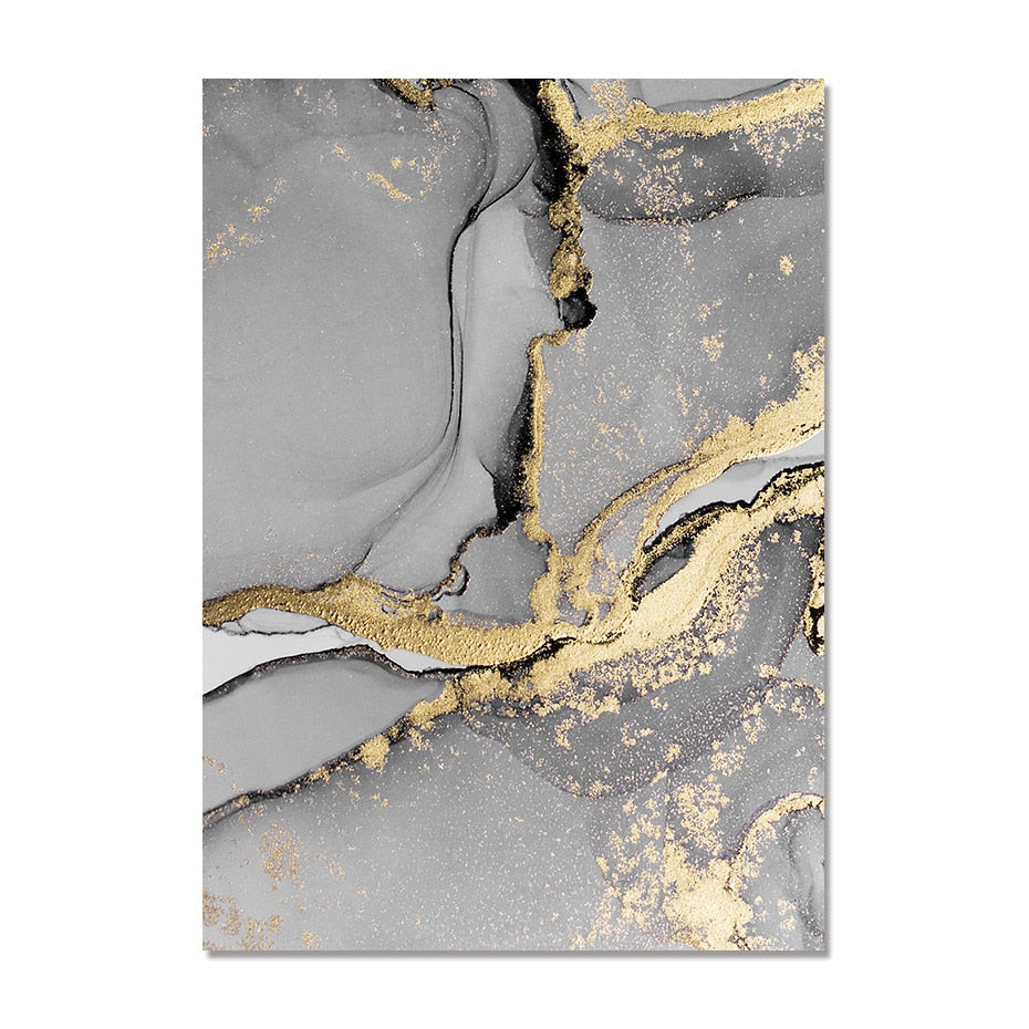 Black Gray Golden Liquid Marble Wall Art Fine Art Canvas Prints Modern Abstract Light Luxury Pictures For Living Room Home Office Decor