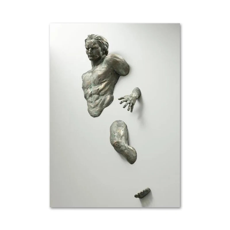 Modern Urban Abstract Iron Statue Wall Art Fine Art Canvas Prints 3d Visualization Figure Art Pictures For Minimalist Apartment Wall Decor