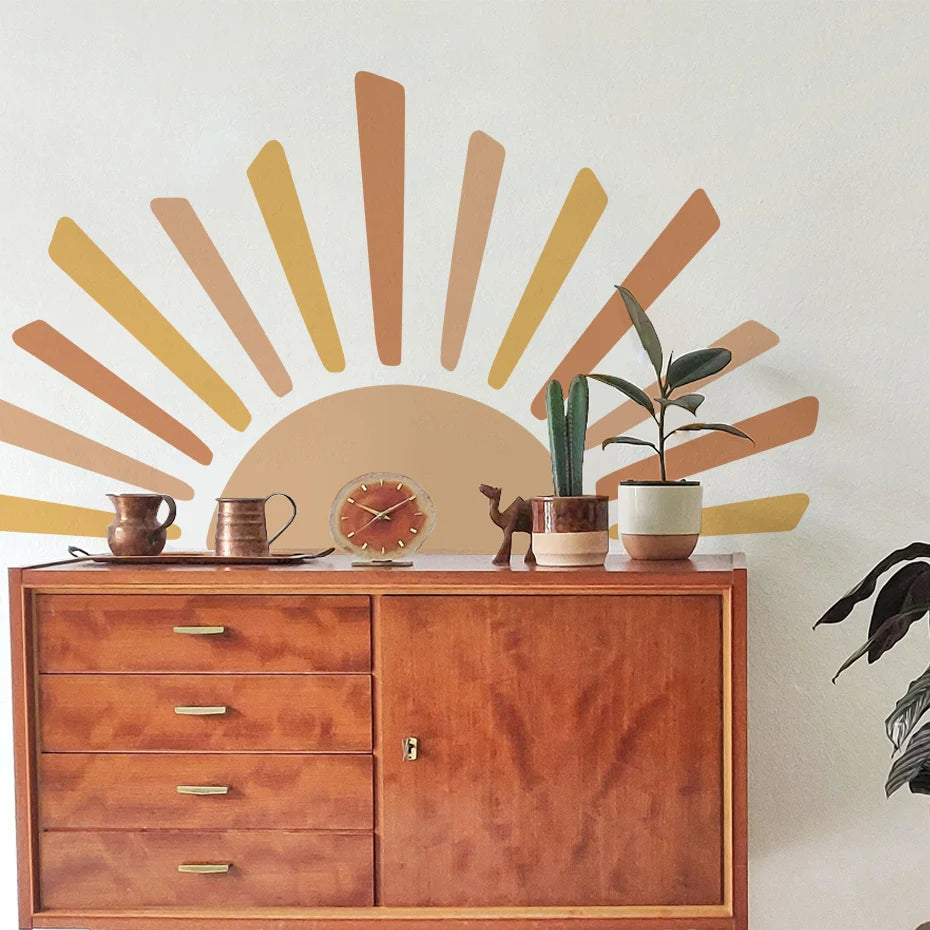 Big Sunshine Sun Rise Wall Sticker For Nursery Room Removable Peel & Stick Wall Decal Mural For Children's Room Creative DIY Kid's Room Wall Decor