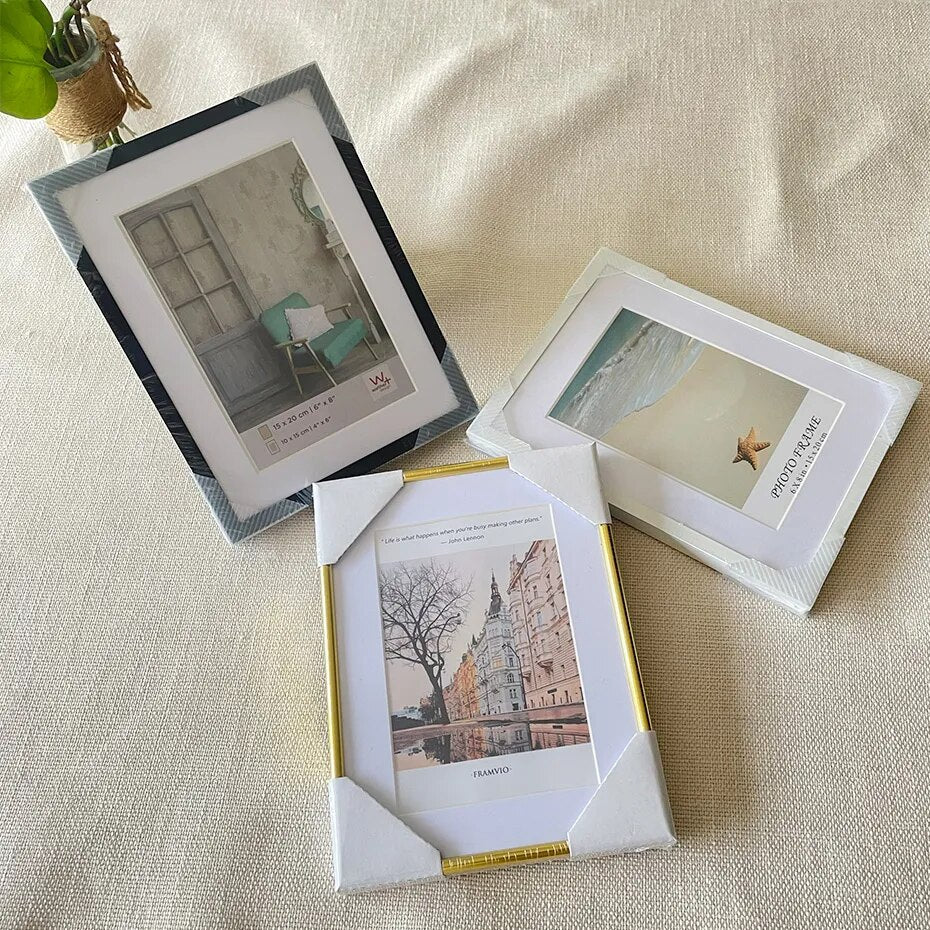 * Featured Sale * Black White Gold Aluminum Pictures Frames With Plexiglass Spring Clips & Hanging Hooks Modern Style Frames For Canvas Prints Sizes 10x15cm - 21x30cm (A4)