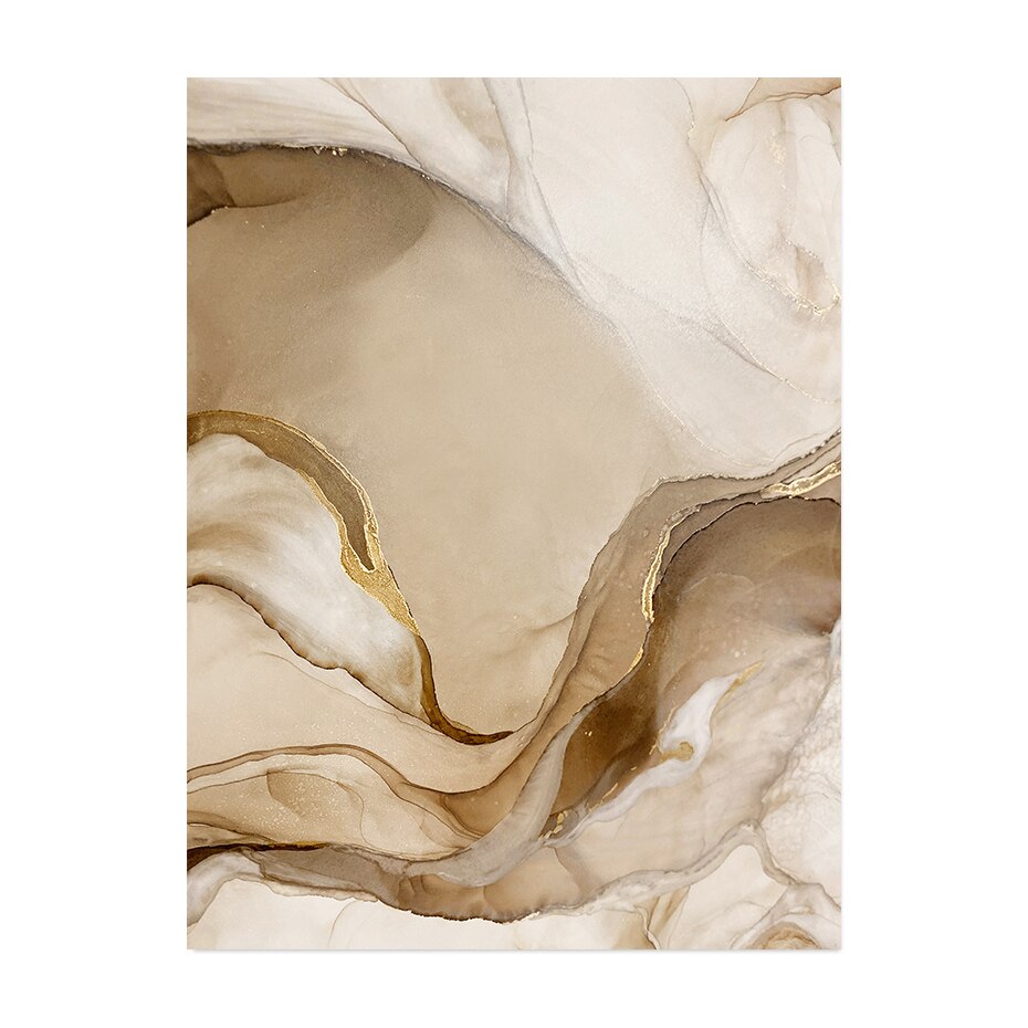 Modern Abstract Black Beige Flowing Liquid Marble Wall Art Posters Fine Art Canvas Prints Pictures For Living Room Bedroom Art Decor