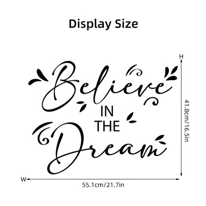 Believe Quotation Inspirational Quote Wall Sticker Removable Peel and Stick Wall Decal For Living Room Bedroom Creative DIY Home Art Decor