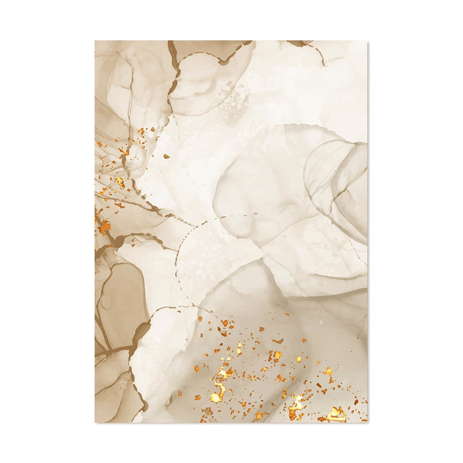Modern Abstract Beige Golden Liquid Marble Print Wall Art Fine Art Canvas Prints Pictures For Living Room Bedroom Art Decor