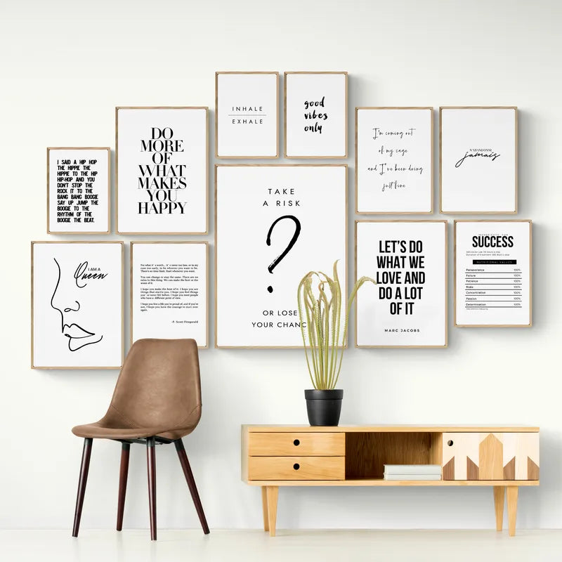 * Featured Sale * Inspirational Quotes Wall Art Fine Art Canvas Prints Black & White Motivational Posters For Bedroom Office Typographic Art Decor