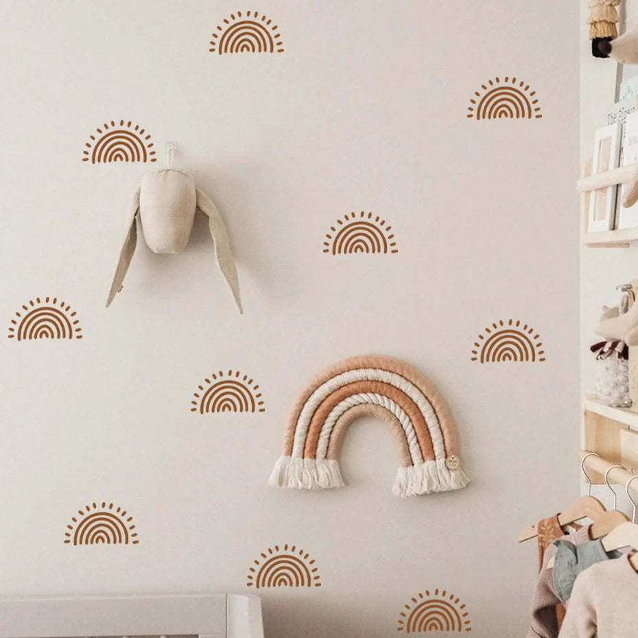 Cute Little Rainbow Suns Wall Stickers For Nursery Decor Removable Peel & Stick PVC Wall Decals For Children's Room Creative DIY Home Decor