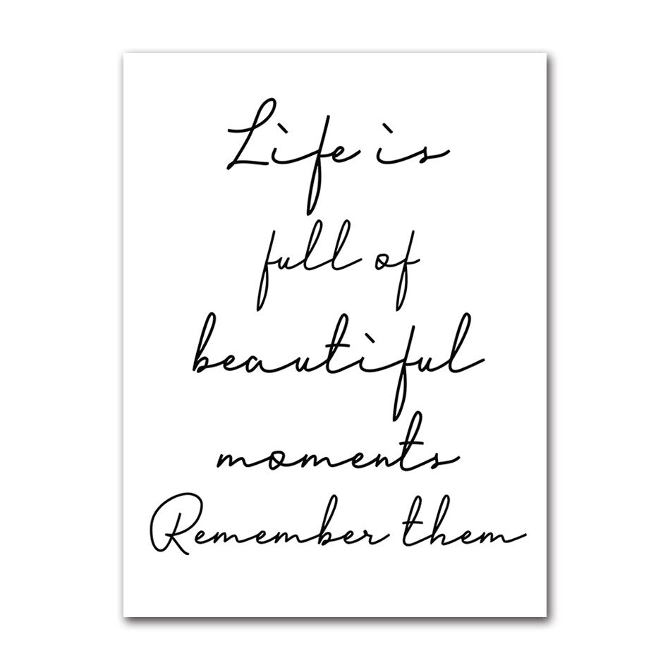 Happy Place Quotations Home Decor Wall Art Fine Art Canvas Prints Black White Minimalist Typographic Pictures For Family Living Room Wall Decor