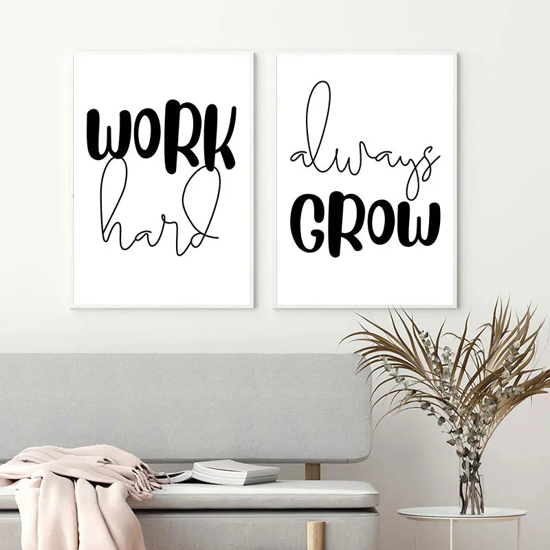 Black and White Motivational Posters Wall Art Fine Art Canvas Prints – Minimalist Wall Art Decor for Modern Interiors
