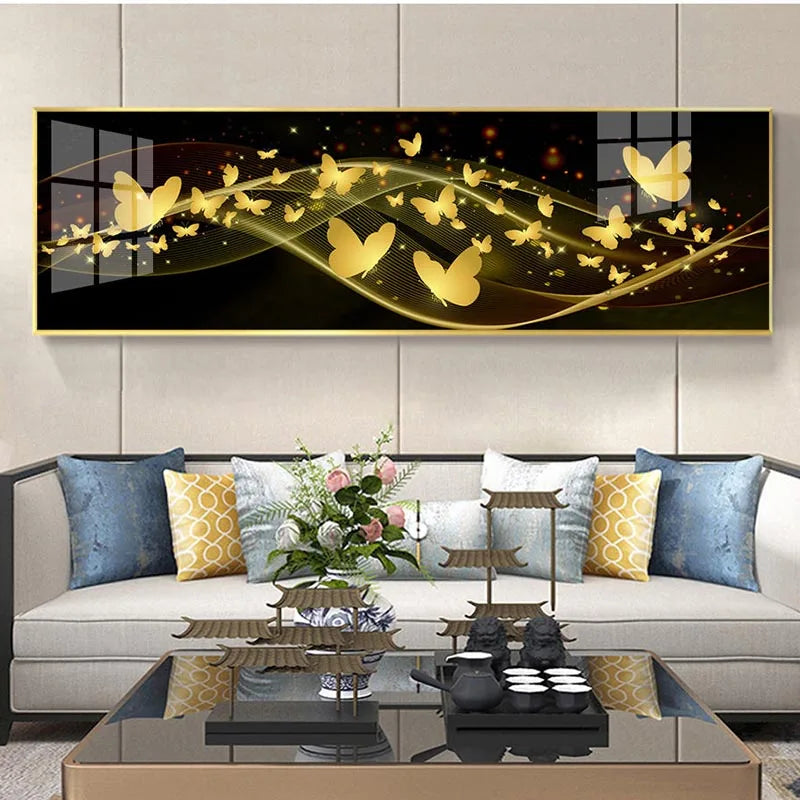 Light Luxury Black Golden Rose Floral Wall Art Fine Art Canvas Prints Wide Format Pictures For Above The Sofa Art For Above The Bed