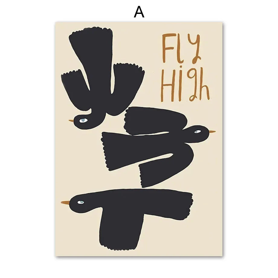 Fly High White Swan Cute Bunny Nursery Wall Art Fine Art Canvas Prints Modern Neutral Color Pictures For Modern Nursery Room Kid's Room Art Decor