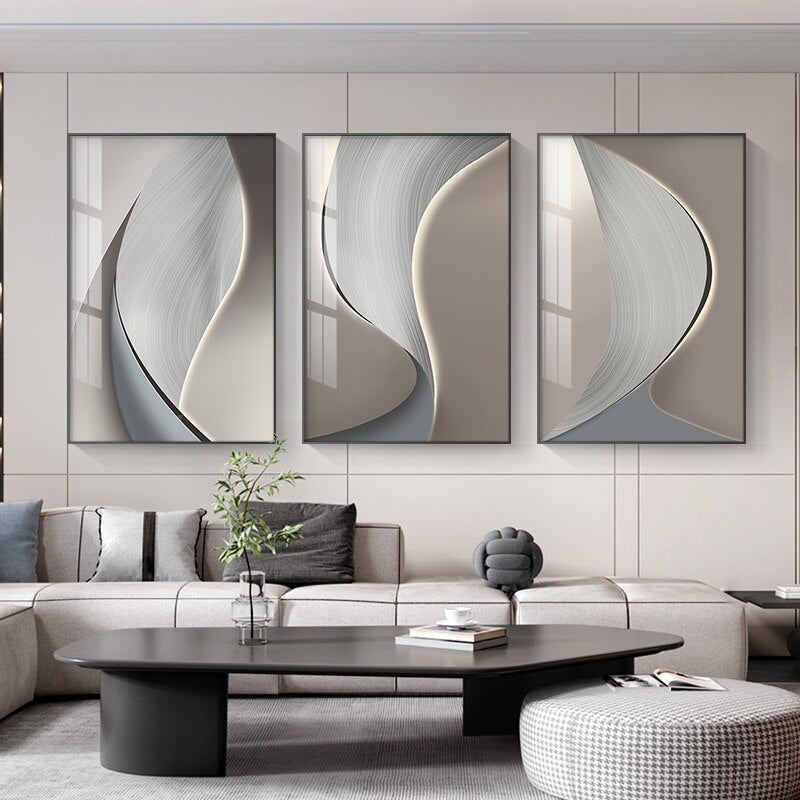 Abstract Industrial Gray Beige Wall Art Fine Art Canvas Prints Pictures For Urban Apartment Living Room Home Office Art Decor