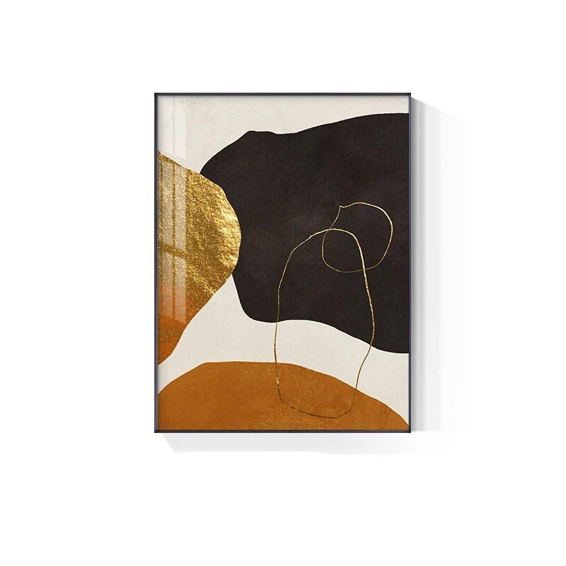 Modern Abstract Solid Color Wall Art Golden Black Orange Fine Art Canvas Prints Nordic Pictures For Living Room Home Office Hotel Decor