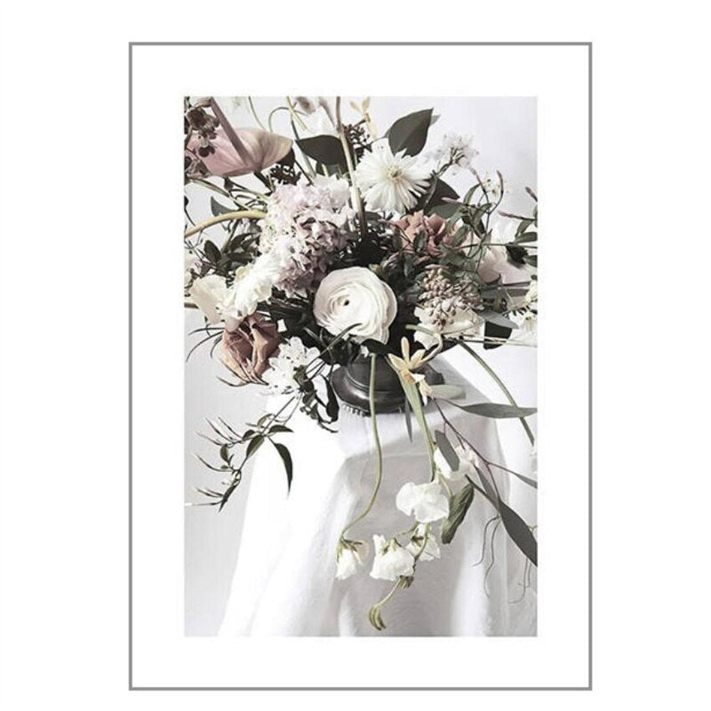 Simple Floral White Rose Peonies Wall Art Fine Art Canvas Prints Black White Botanical Pictures For Living Room Modern Interiors Home Decor