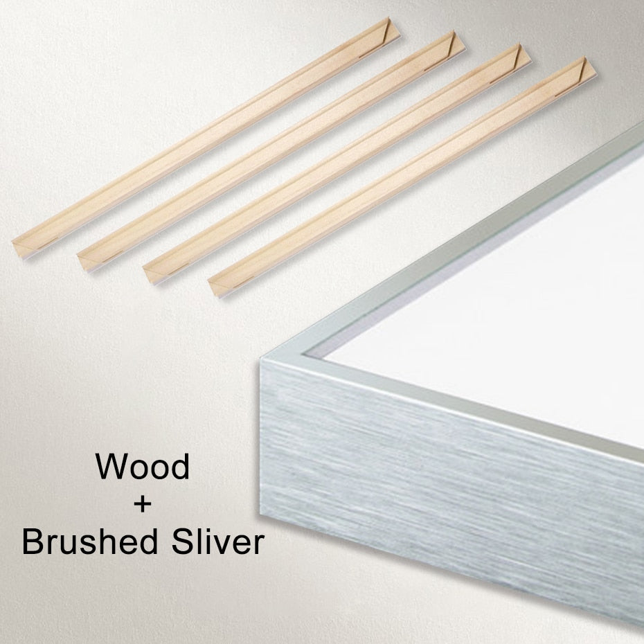 Big Sizes Metal Picture Frame For Canvas Prints Slim Bezel Silver Gold Titanium Finish Aluminium Plus Natural Wood 60x120cm, 110x180cm etc