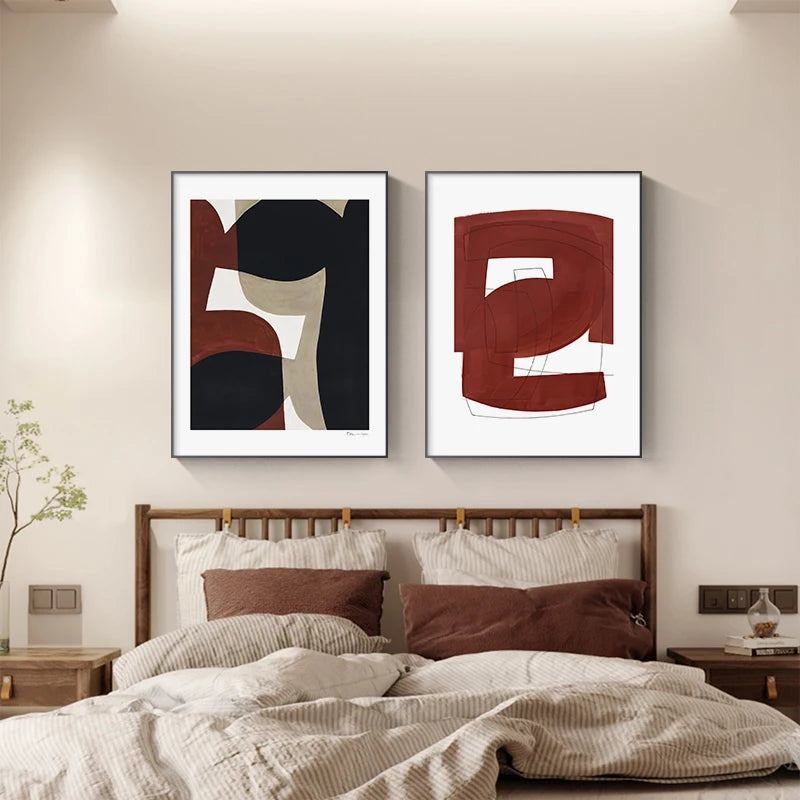 Modern Earthy Tones Abstract Wall Art Fine Art Canvas Prints Pictures For Contemporary Apartment Living Room Home Office Art Decor