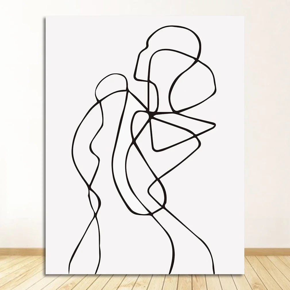 Minimalist Abstract Line Art Figure Art Fine Art Canvas Prints Black White Pictures Posters For Living Room Bedroom Art For Simple Living 2025