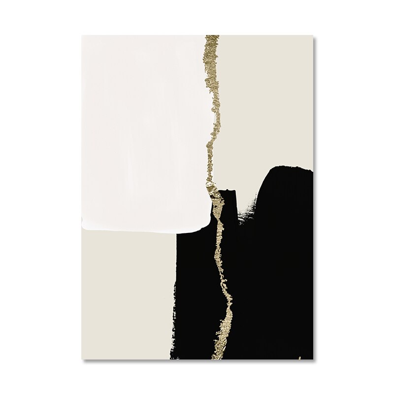 Abstract Black Beige Golden Color Block Wall Art Light Luxury Pictures For Modern Living Room Bedroom Contemporary Interior Decor