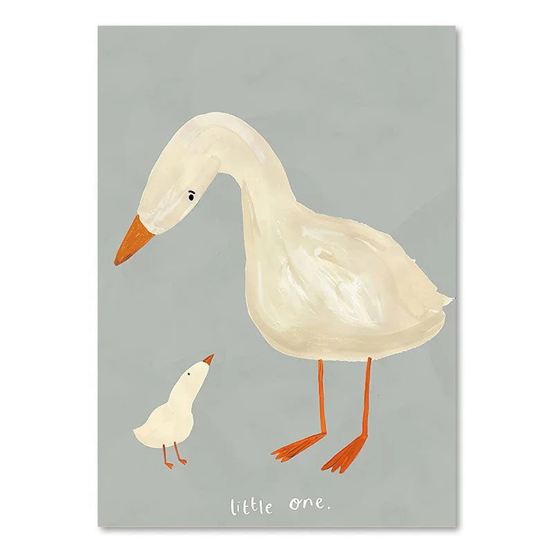 Cute Baby Animals Nursery Wall Art Illustrations Fine Art Canvas Prints Geese Mouse Lion Polar Bear Poster Pictures For Baby's Room Wall Decor
