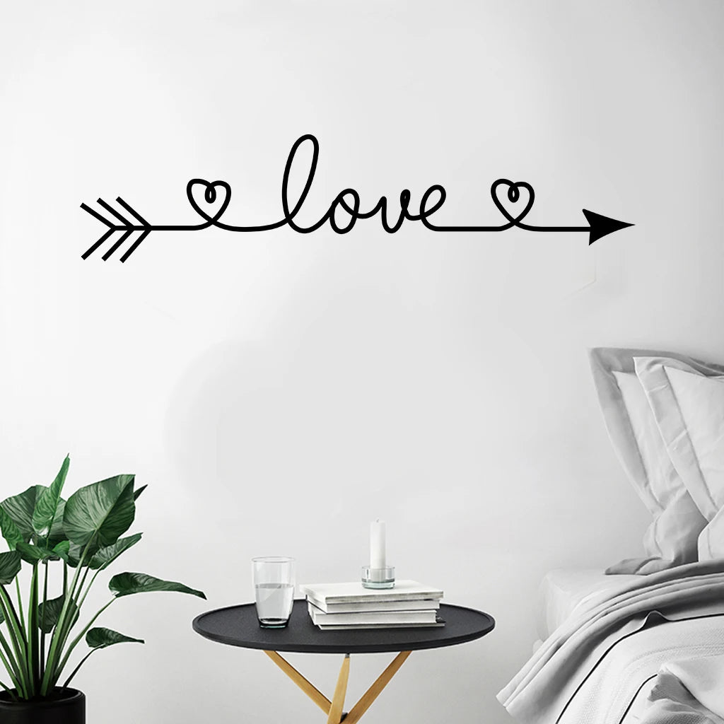 Double Heart Love Arrow Wall Sticker For Bedroom Removable Peel and Stick PVC Vinyl Wall Decal Creative DIY Home Decor