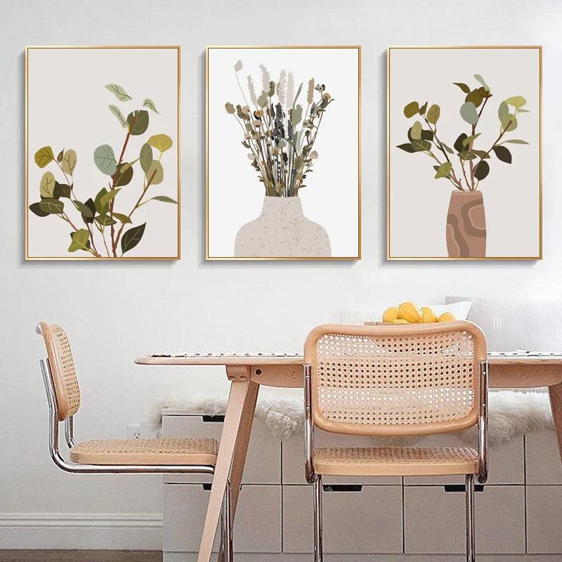 potted plant wall art Minimalist Watercolor Cactus Potted Plant Green Leaves Wall Art