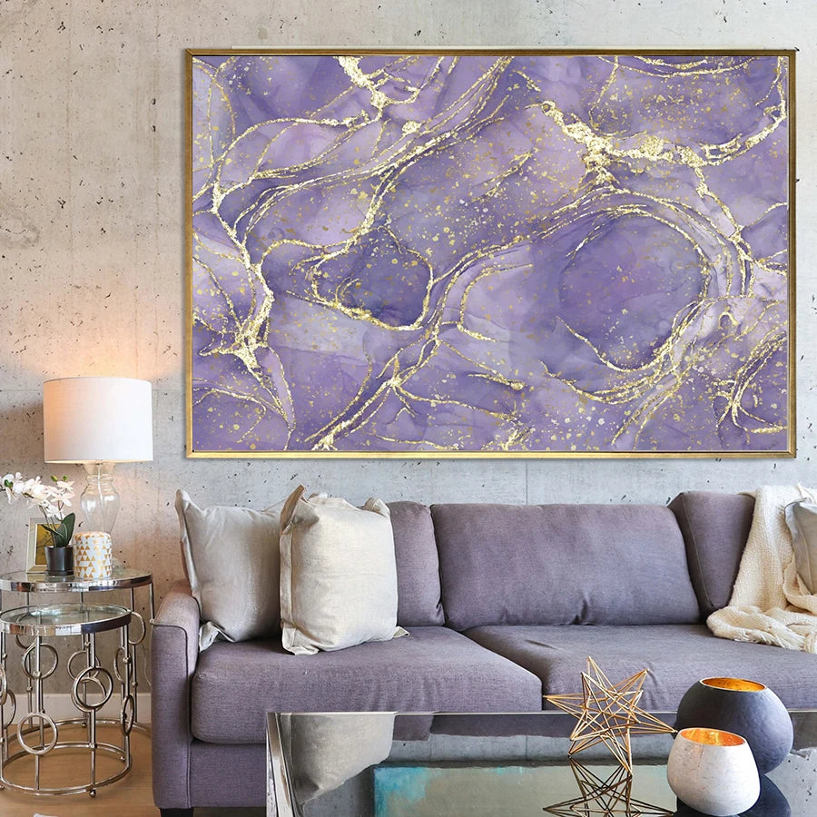 Purple Mauve Liquid Marble Print Wall Art Fine Art Canvas Prints Chic Abstract Pictures For Living Room Bedroom Boutique Salon Art Decor 2025