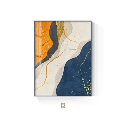 Colorful Liquid Geomorphic Nordic Abstract Wall Art Fine Art Canvas Prints Contemporary Colors Orange Green Blue Pictures For Modern Loft Apartment