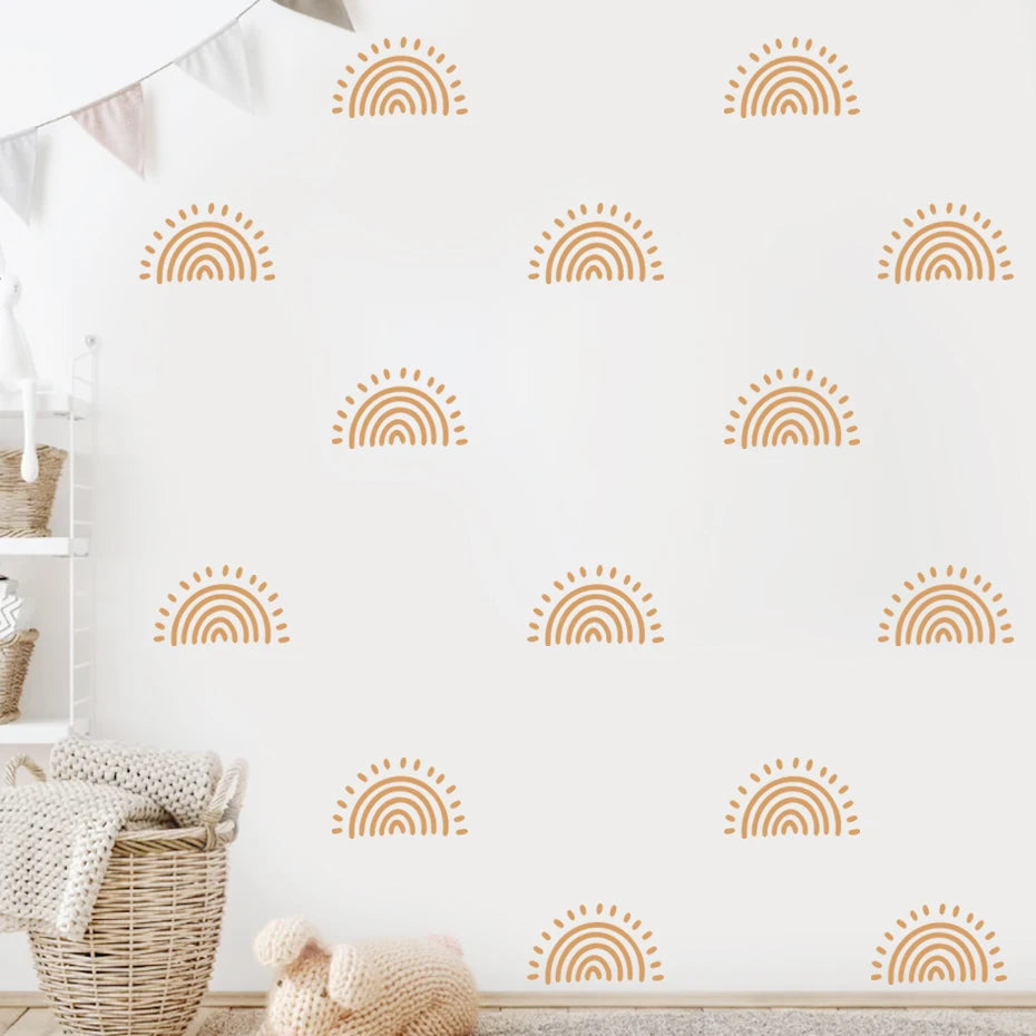 Cute Little Rainbow Suns Wall Stickers For Nursery Decor Removable Peel & Stick PVC Wall Decals For Children's Room Creative DIY Home Decor