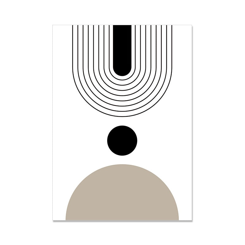Modern Geometric Wall Art Abstract Line Shape And Form Fine Art Canvas Prints Black Beige Terracotta Pictures For Living Room Decor