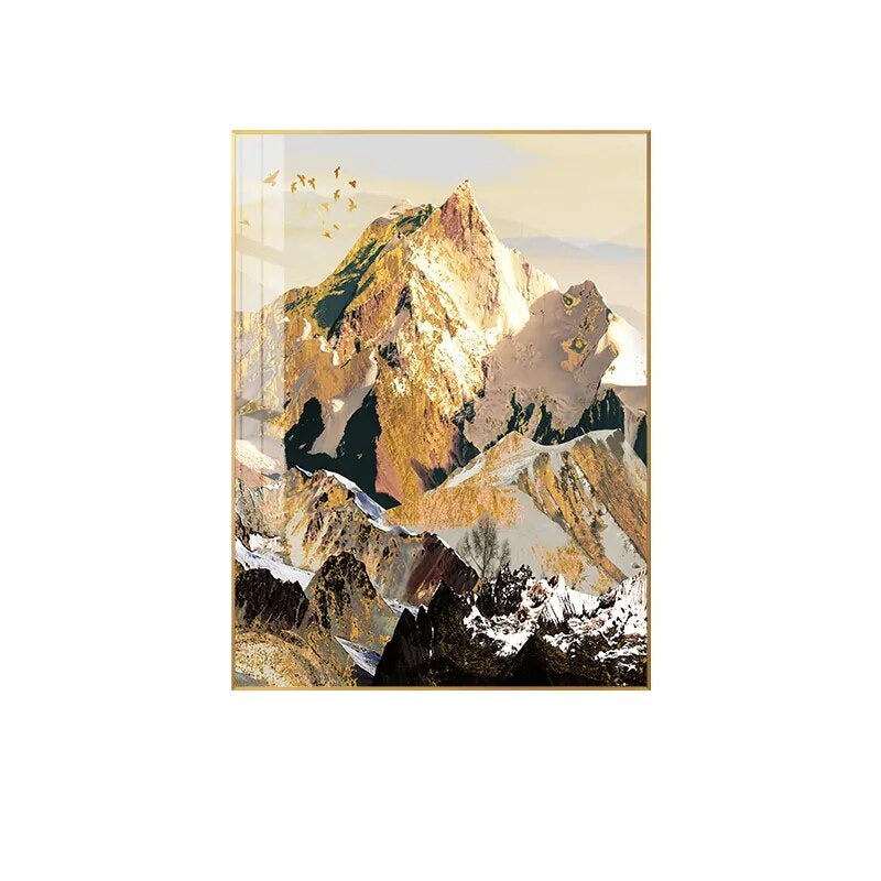 Golden Sun Mountain Landscape Wall Art Fine Art Canvas Prints Pictures For Luxury Living Room Dining Room Home Office Art Decor