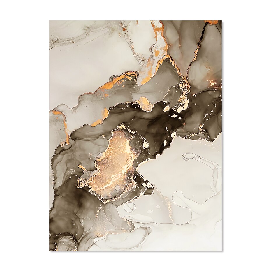 Modern Gold Beige Black Marble Abstract Posters Wall Art Canvas Painting Prints Pictures Living Room Bedroom Interior Home Decor