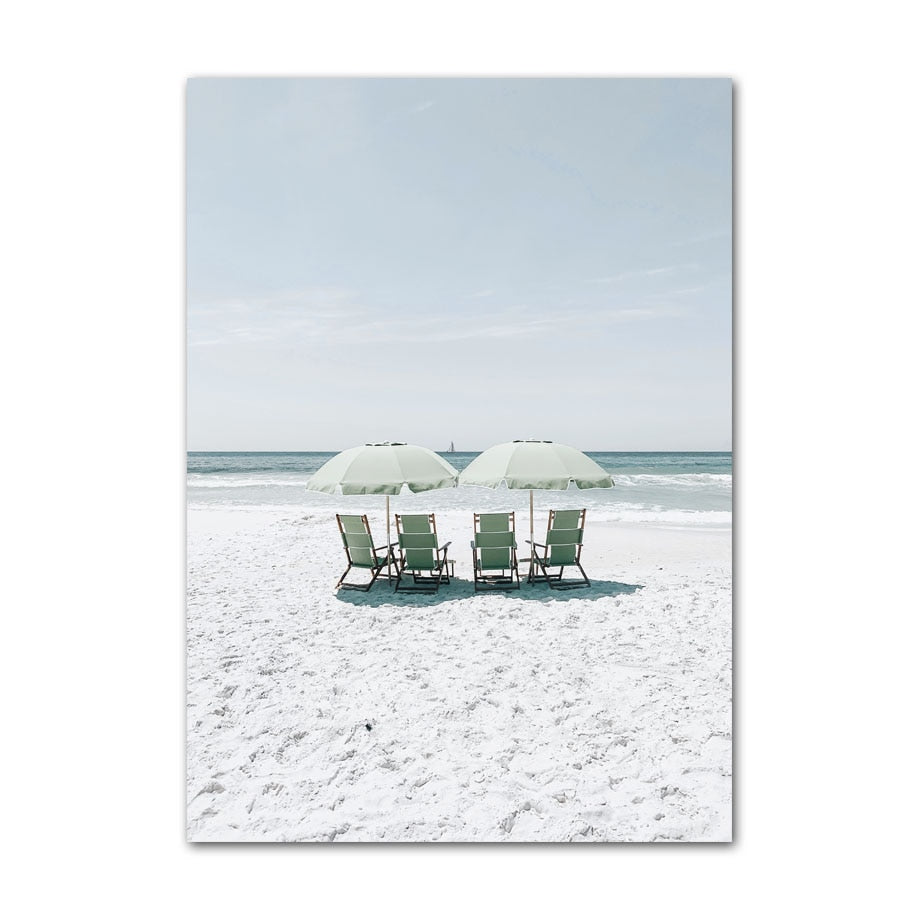 Blue Green Beach Surf Scene Tropical Dream Landscape Wall Art Fine Art Canvas Prints For Living Room Bedroom Gallery Wall Home Decor