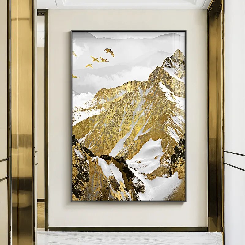 Golden Sun Mountain Landscape Wall Art Fine Art Canvas Prints Pictures For Luxury Living Room Dining Room Home Office Art Decor