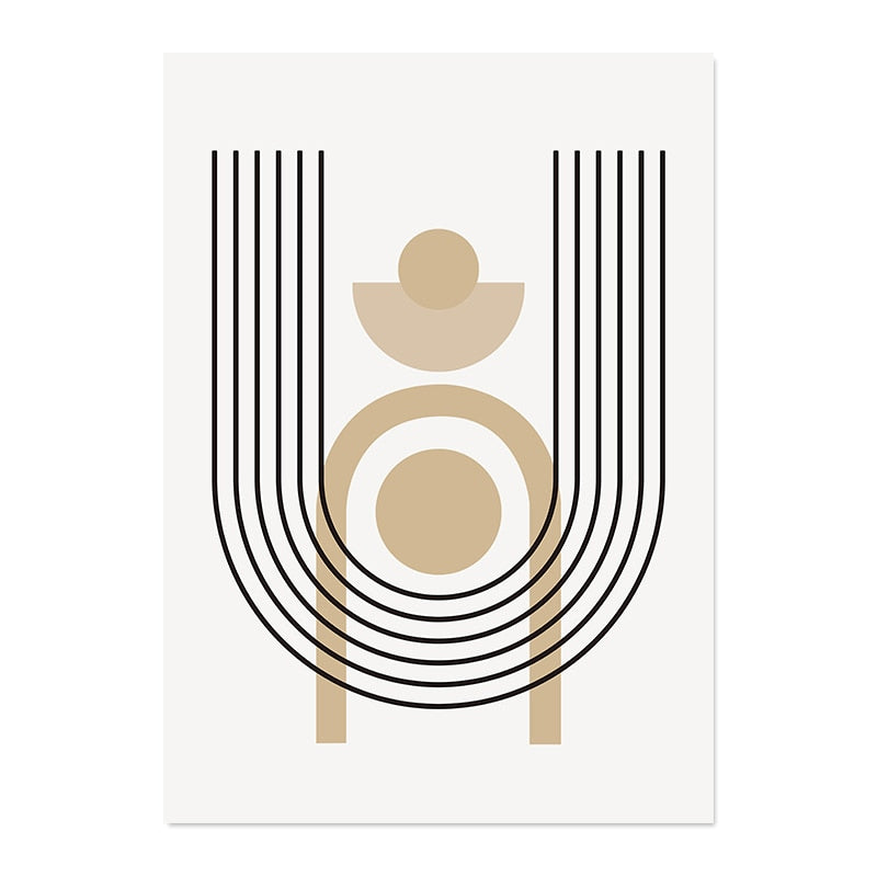 Modern Geometric Wall Art Abstract Line Shape And Form Fine Art Canvas Prints Black Beige Terracotta Pictures For Living Room Decor