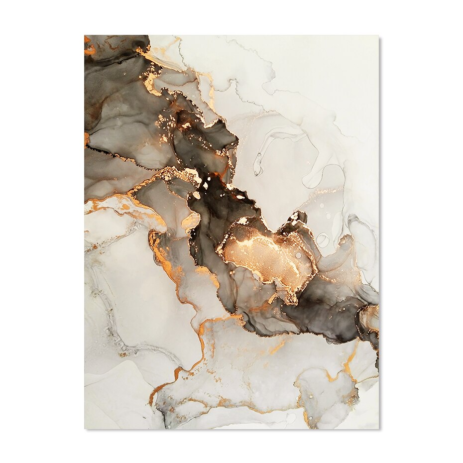 Modern Gold Beige Black Marble Abstract Posters Wall Art Canvas Painting Prints Pictures Living Room Bedroom Interior Home Decor