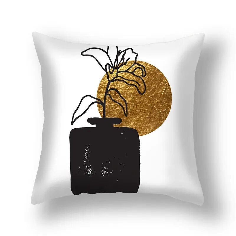 Auspicious Jade Green Golden Leaf Pillow Cushion Covers 45x45cm Printed Sofa Throw Cushion Cases For Living Room Bedroom Modern Home Decor