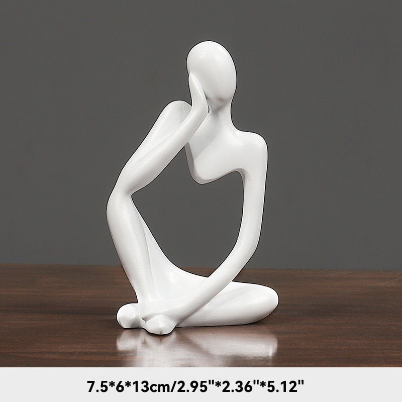 Abstract Thinker Figurines Resin Statue Sculptured Ornamental Characters For Living Room Coffee Table Mantelpiece Art Nordic Home Decor