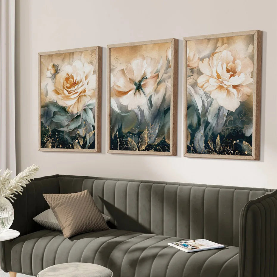 Serene Pastel Petals Floral Abstract Wall Art Fine Art Canvas Prints Modern Botany Pictures For Living Room Dining Room Art Decor