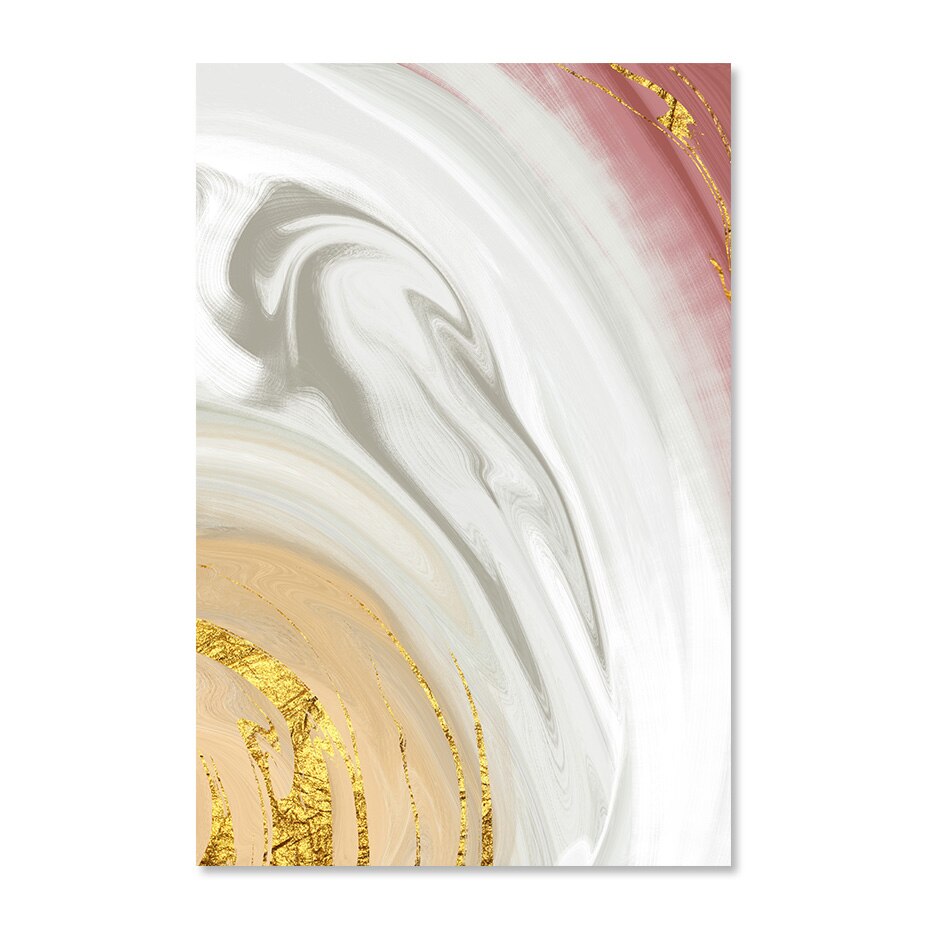 Abstract Gray Pink Golden Liquid Marble Print Wall Art Fine Art Canvas Prints Pictures For Bedroom Living Room Salon Wall Decor