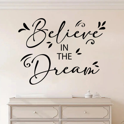 Believe Quotation Inspirational Quote Wall Sticker Removable Peel and Stick Wall Decal For Living Room Bedroom Creative DIY Home Art Decor
