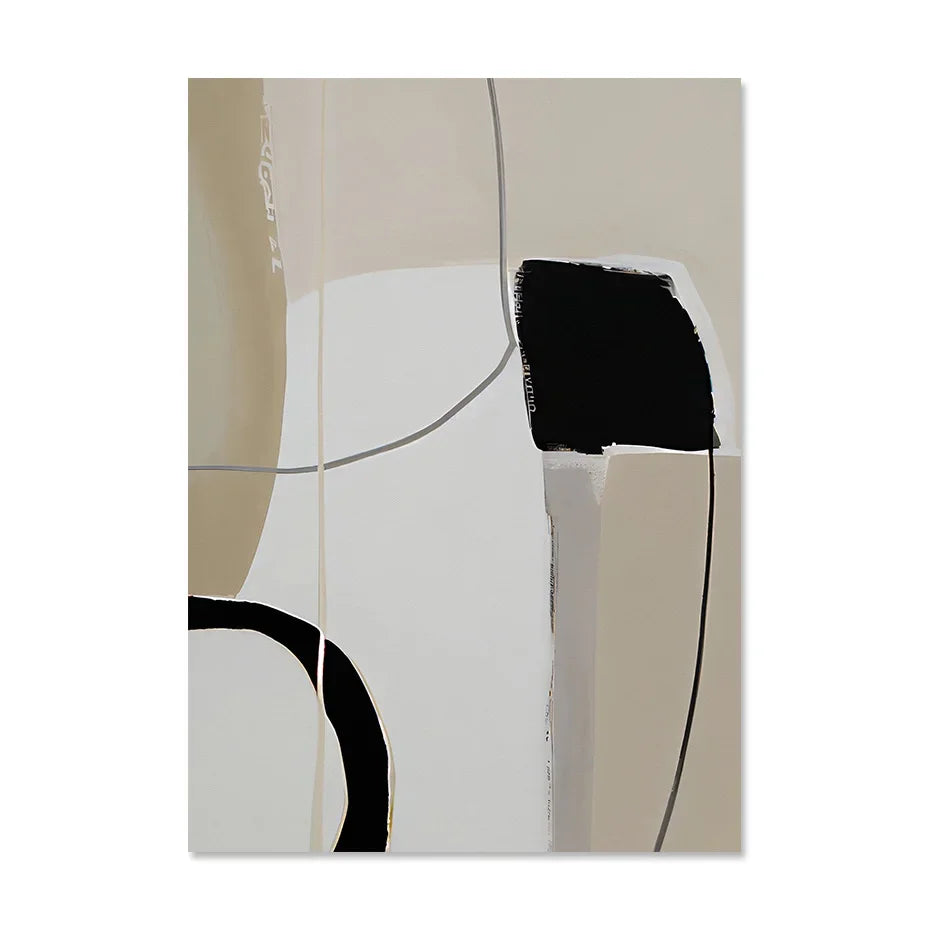 * Featured Sale * Scandinavian Designer Abstract Wall Art Fine Art Canvas Prints Black Gray Beige Pictures For Modern Living Room Bedroom Nordic Interior
