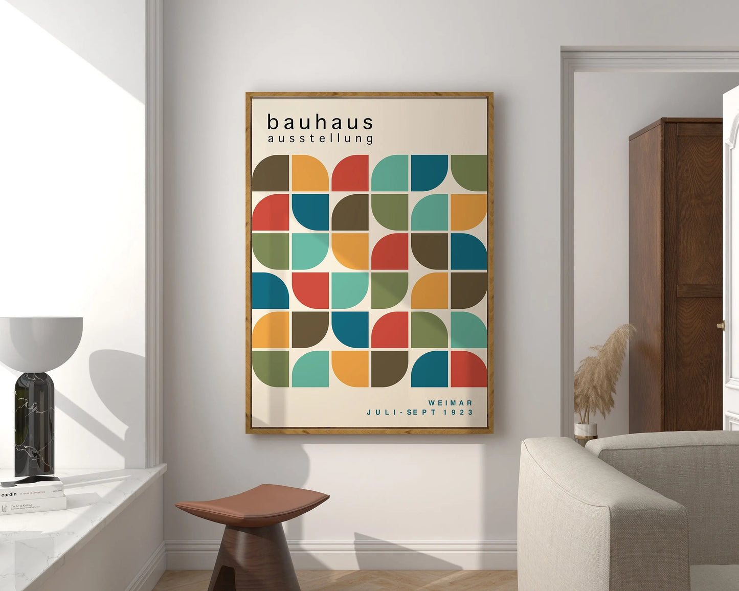 Colorful Vintage Retro Geometric Abstract Bauhaus Expo Art Gallery Poster Wall Art Fine Art Canvas Prints Pictures For Living Room Home Office Decor