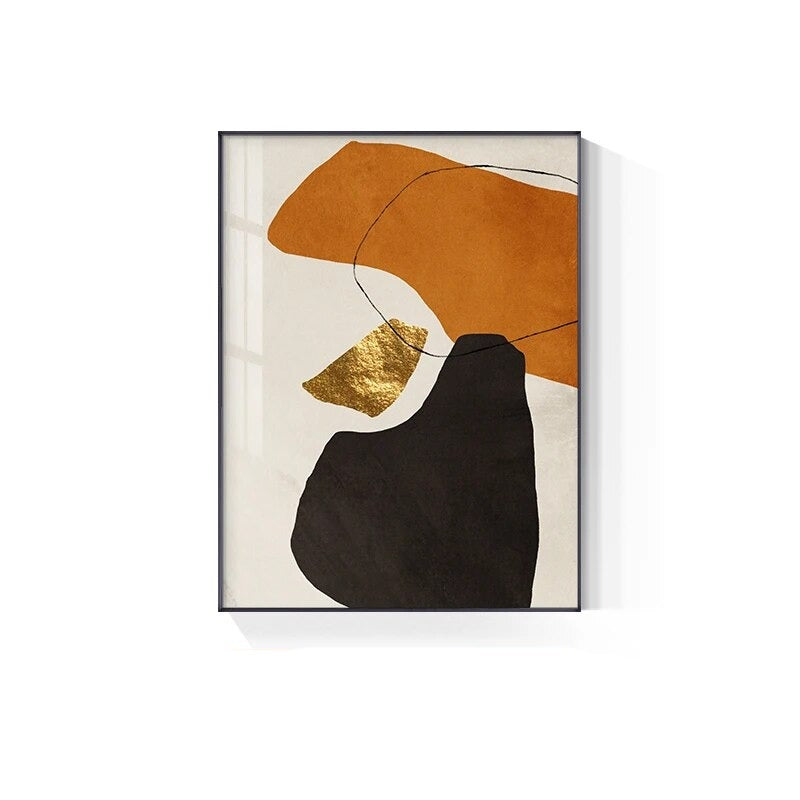 Modern Abstract Solid Color Wall Art Golden Black Orange Fine Art Canvas Prints Nordic Pictures For Living Room Home Office Hotel Decor