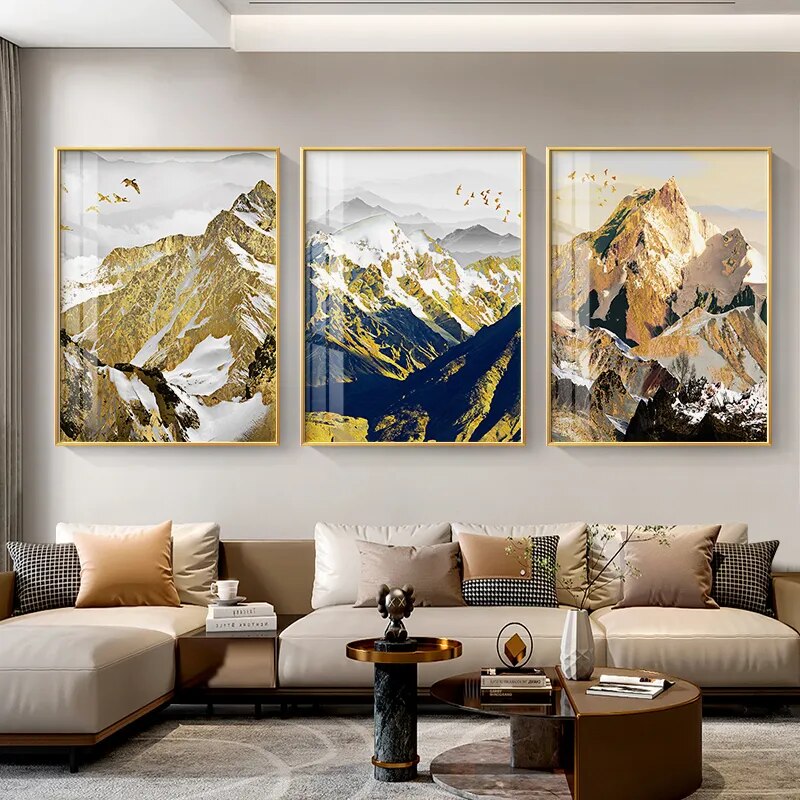 Golden Sun Mountain Landscape Wall Art Fine Art Canvas Prints Pictures For Luxury Living Room Dining Room Home Office Art Decor