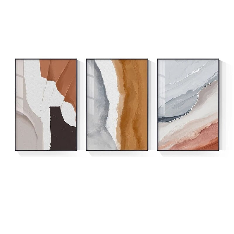 Modern Abstract Gray Beige Terracotta Wall Art Fine Art Canvas Prints Pictures For Living Room Bedroom Home Office Hotel Art Decor