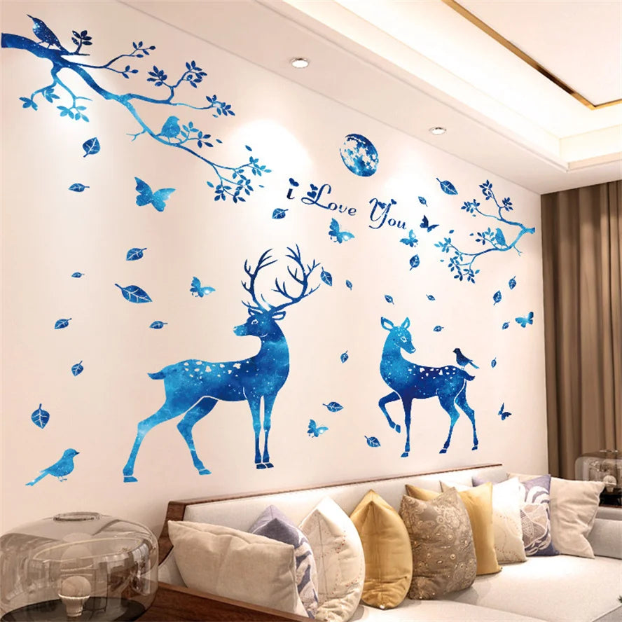 Colorful Floral Vinyl Wall Mural Wall Sticker For Living Room Bedroom Kid's Room Removable PVC Wall Decals For Creative DIY Home Decor