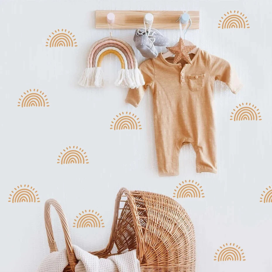 Cute Little Rainbow Suns Wall Stickers For Nursery Decor Removable Peel & Stick PVC Wall Decals For Children's Room Creative DIY Home Decor