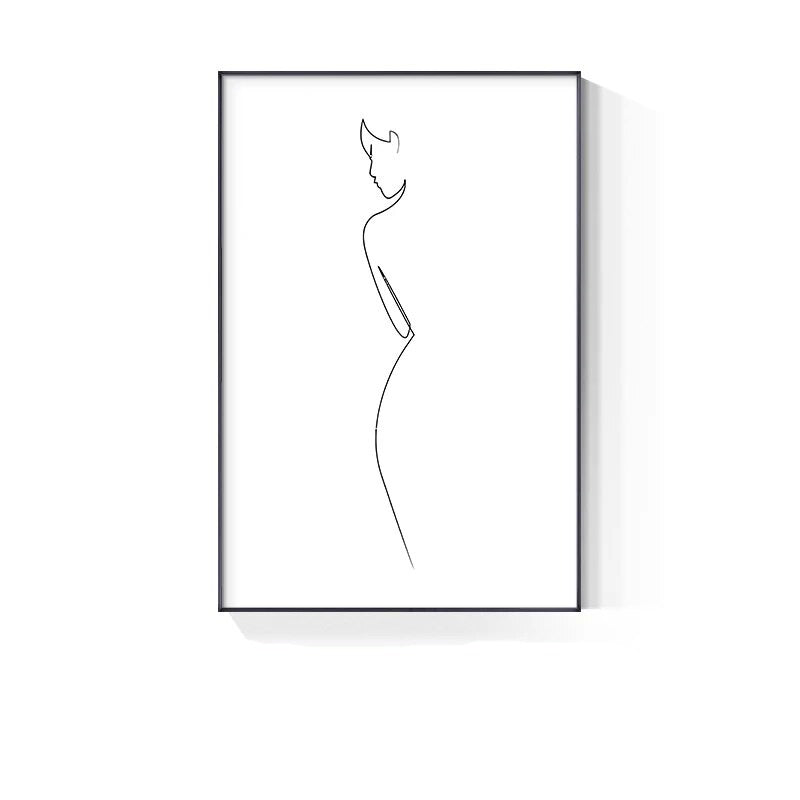 Minimalist Line Art Black White Poster Wall Art Fine Art Canvas Prints Simple Lifestyle Pictures For Bedroom Living Room Wall Decoration