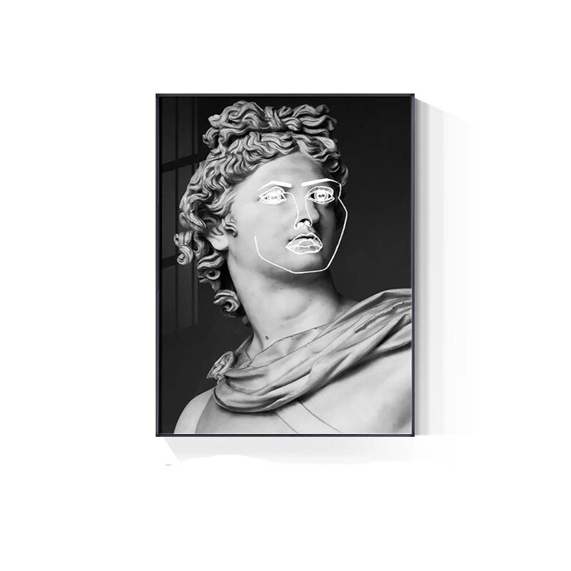 Black & White Abstract Retro David Poster Wall Art Fine Art Canvas Prints Modern Pictures For Living Room Dining Room Home Office Decor