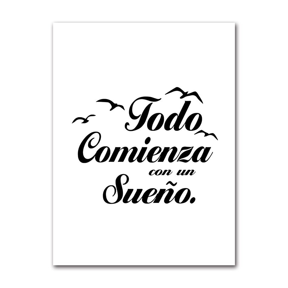 Happy Place Quotations Home Decor Wall Art Fine Art Canvas Prints Black White Minimalist Typographic Pictures For Family Living Room Wall Decor