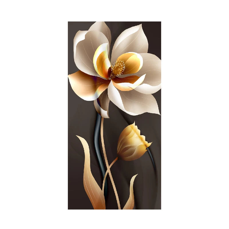 Modern Botanical Tropical Golden Leaves Wall Art Fine Art Canvas Prints Vertical Format Pictures For Living Room Lobby Foyer Reception Room Art Decor