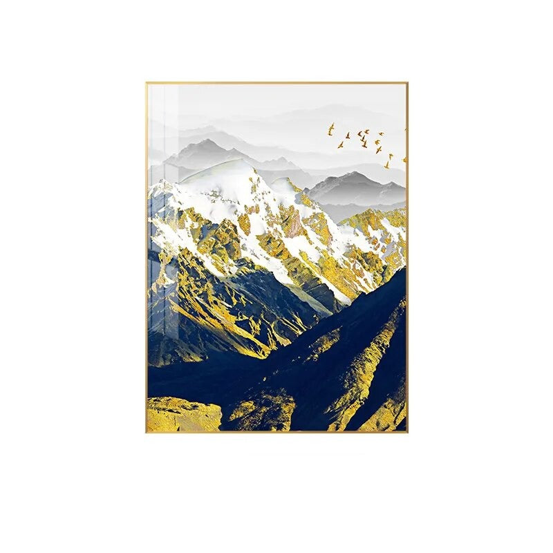 Golden Sun Mountain Landscape Wall Art Fine Art Canvas Prints Pictures For Luxury Living Room Dining Room Home Office Art Decor